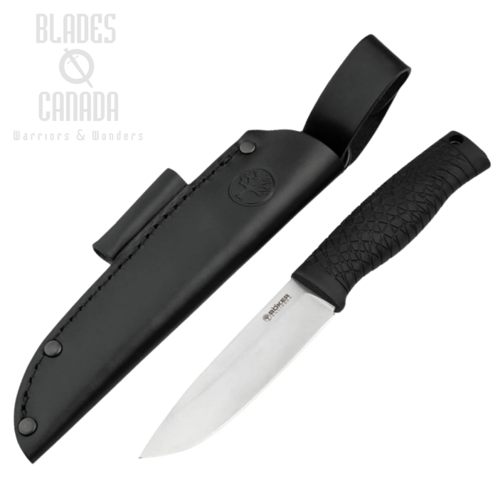 Boker Solingen Bronco Basic Fixed Blade Knife, CPM 3V, Leather Sheath, B-121508