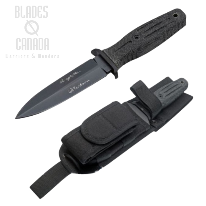 Boker Germany A-F Dagger Fixed Blade Knife, N690, Micarta Black, Soft Sheath, 121644