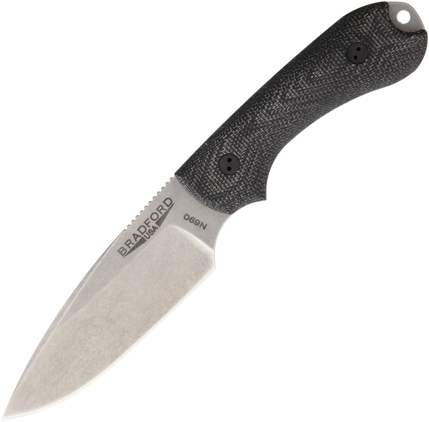 Bradford Guardian 3 Fixed Blade Knife, N690, 3D Micarta Black, Leather Sheath, BRAD3FE101 - Click Image to Close