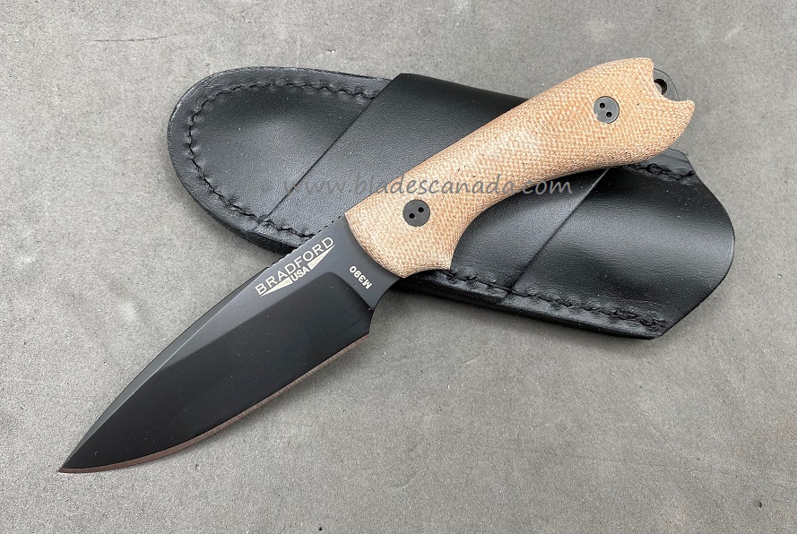 Bradford Guardian 3 False Edge Knife, M390 DLC, 3D Natural Micarta, 3FE-104B-M390