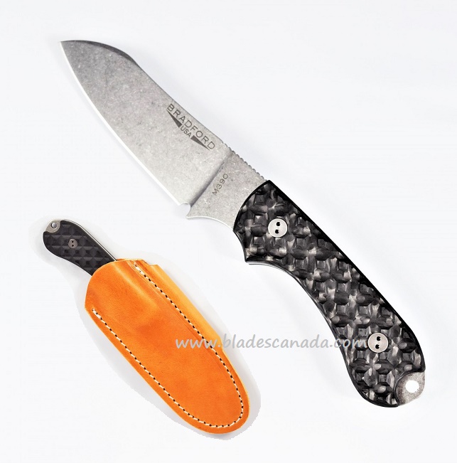 Bradford Guardian 3 Sheepsfoot Knife, M390 Stonewash, Textured Carbon Fiber, 3SF-014-M390 - Click Image to Close