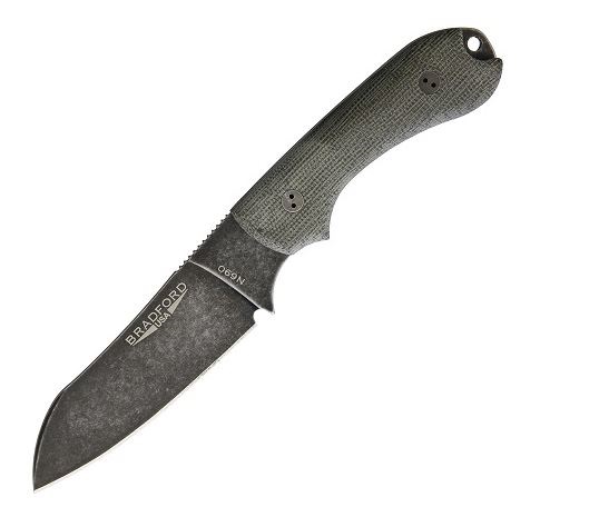 Bradford Guardian 3 Fixed Blade Knife, N690 Sheepsfoot Nimbus, Micarta OD, 3SF102N