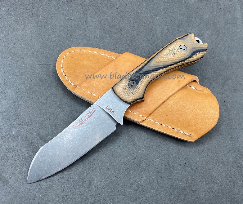 Bradford Guardian 3 Sheepsfoot Knife, M390 Stonewash, 3D Microtextured G-Wood, 3SF-115-M390