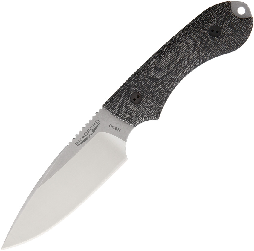 Bradford Guardian 4 Fixed Blade Knife, N690 False Edge, 3D Black Micarta, 4FE-101-N690
