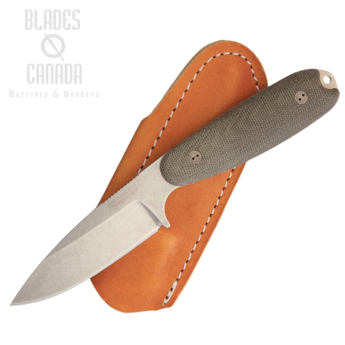Bradford Guardian 3.5 Sabre Knife, N690 Stonewash, OD Green 3D Micarta, 3.5S-102-N690
