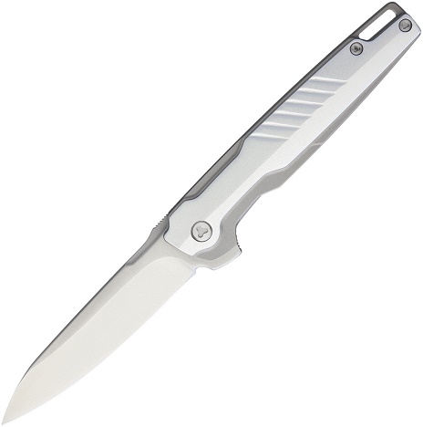 Brous Blades Icon Flipper Folding Knife, D2 Satin, Aluminum Grey, 238 - Click Image to Close