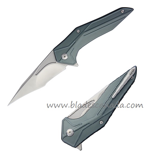Brous Blades Tyrant Flipper Folding Knife, D2, Aluminum Aqua, 242