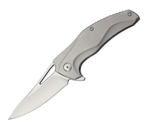 Brous Blades 'The Exo' Flipper Folding Knife, D2 Satin, Titanium Ltd. Edition, BRB90 - Click Image to Close