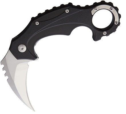 Brous Blades Enforcer Karambit Flipper Folder, D2 Satin, Black Handle, M001