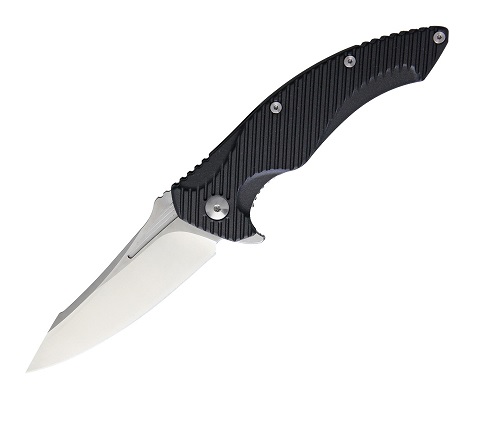 Brous Blades T4 Flipper Folding Knife, D2 Satin, Black Handle, M004 - Click Image to Close