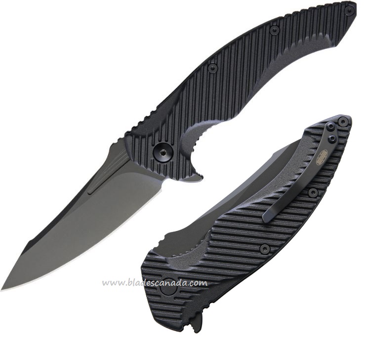Brous Blades T4 Flipper Folding Knife, D2 Black, Black Handle, M004B