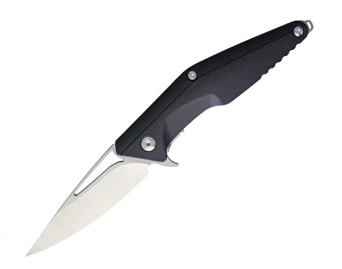Brous Blades Division Flipper Folding Knife, D2 Satin, Black Handle, M005