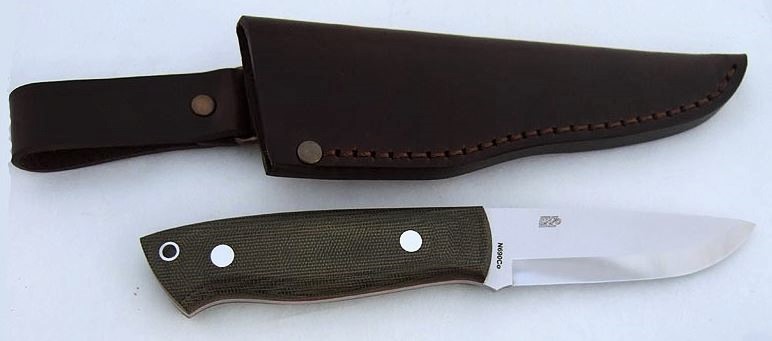 EnZo Trapper 95 Fixed Blade Knife, N690Co, Micarta Green, BRI2017