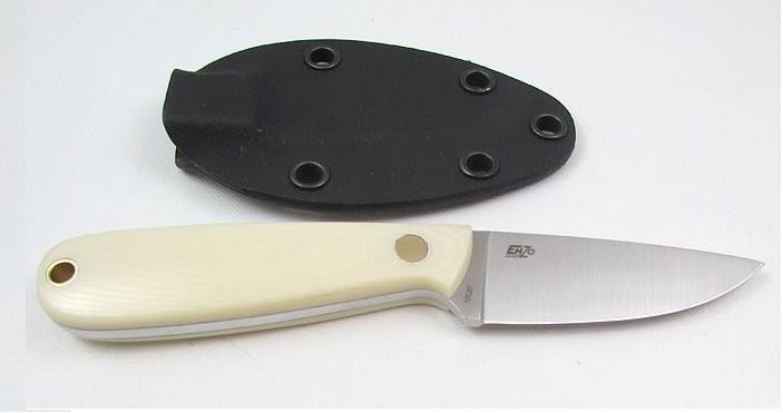 EnZo Necker 70 FFG Fixed Blade Knife, 12C27 Sandvik, Micarta Ivory, BRI5802