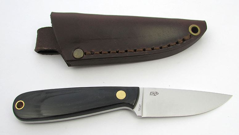 EnZo Necker 70 Fixed Blade Knife, 12C27 Sandvik, Micarta Black, BRI9803