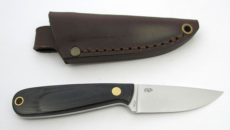 EnZo Necker 70 Fixed Blade Knife, 12C27 Sandvik, Micarta Black, BRI9803 - Click Image to Close