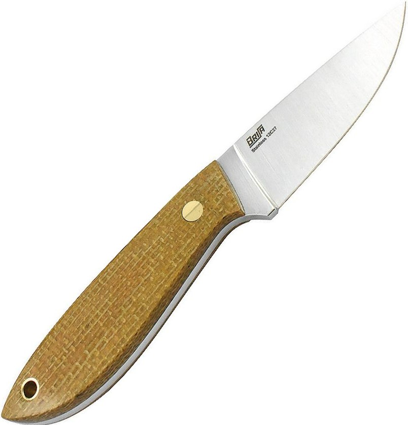 EnZo Bobtail 80 Fixed Blade Knife, 12C27 Sandvik, Micarta Mustard, BRI9951