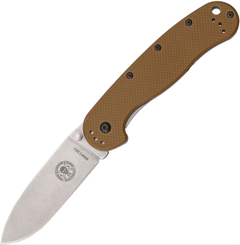 ESEE Avispa Framelock Folding Knife, AUS 8, GFN Coyote/Stainless, BRK1301CB