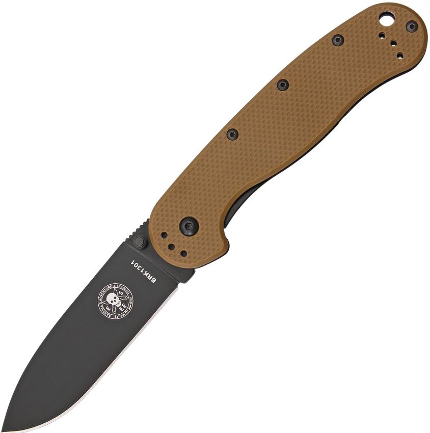 ESEE Avispa Framelock Folding Knife, D2 Steel, GFN Coyote/Stainless, BRK1302CBB