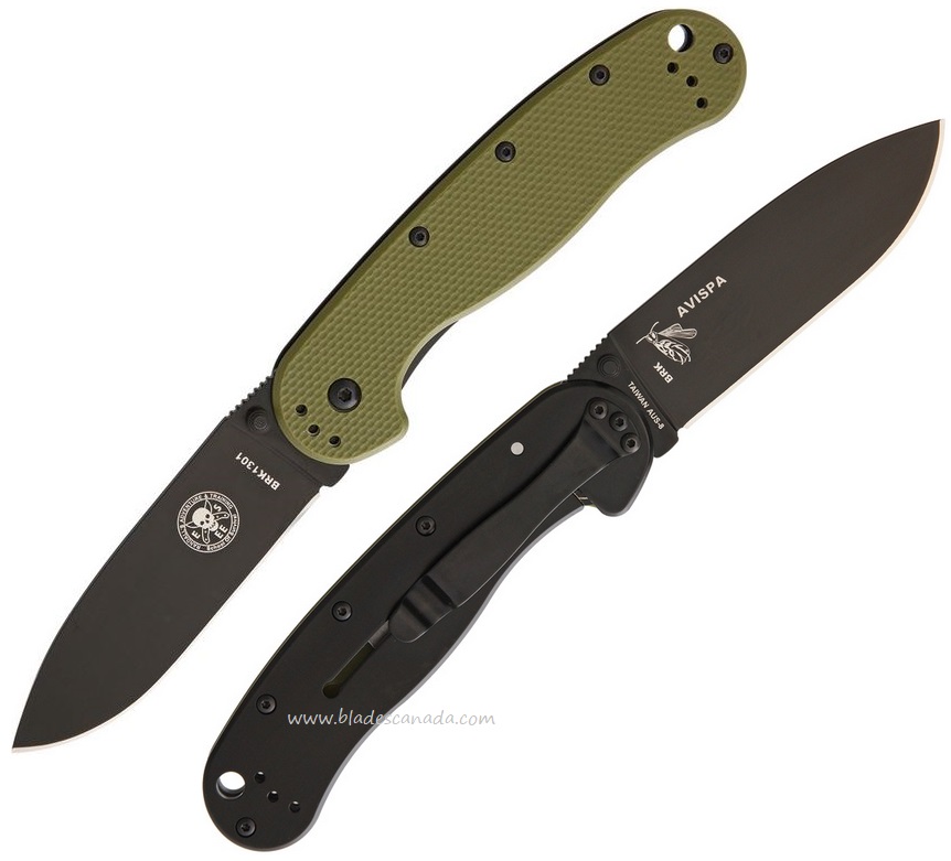 ESEE Avispa Framelock Folding Knife, AUS 8, GFN OD/Stainless, BRK1301ODB - Click Image to Close