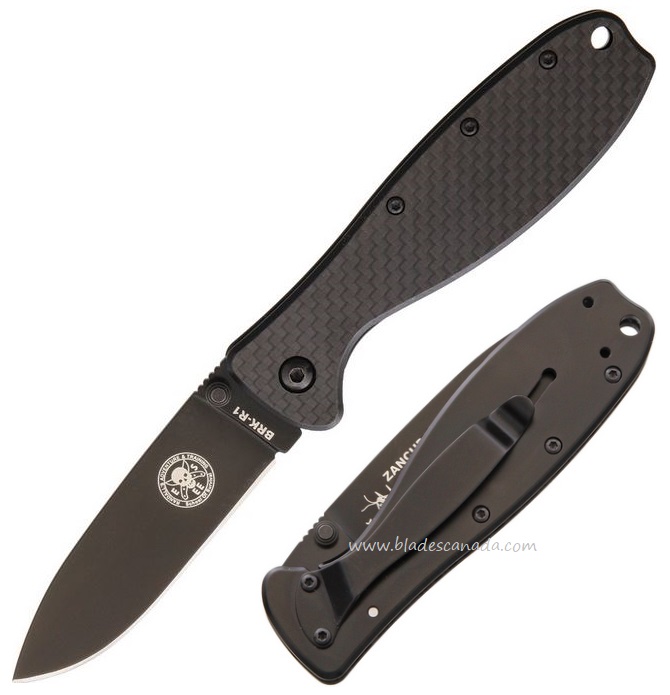 ESEE Zancudo Framelock Folding Knife, D2 Steel, Carbon Fiber/Stainless, BRKR2CFB