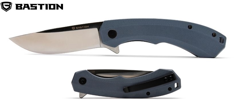 Bastion Brat Flipper Folding Knife, D2, G10 Wolf Gray, BSTN2362