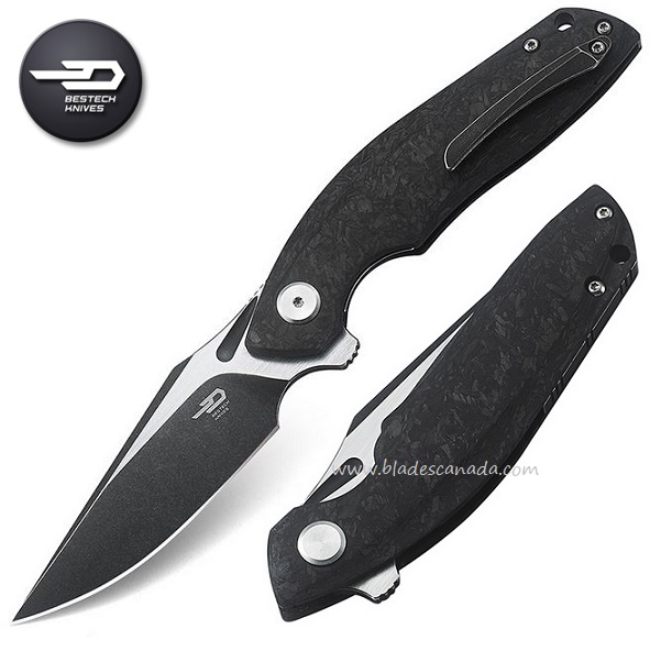 Bestech Ghost Flipper Folding Knife, Left Handed, S35VN, Carbon Fiber, BT1905D-L