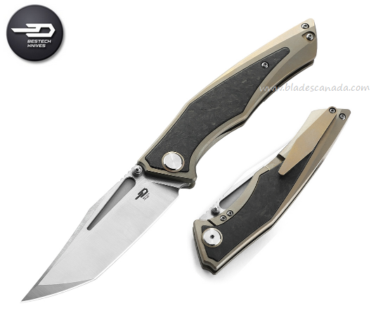 Bestech Togatta Flipper Framelock Knife, M390, Titanium/Carbon Fiber, BT2102F