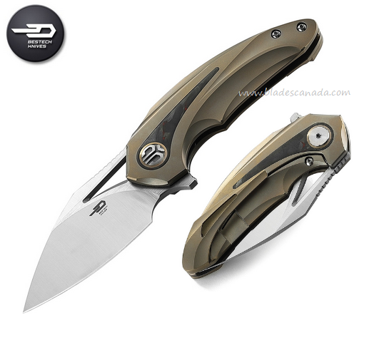 Bestech Nuke Flipper Framelock Knife, M390 Satin, Titanium/Carbon Fiber, BT2107B