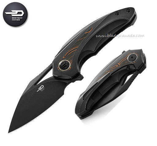 Bestech Nuke Flipper Framelock Knife, M390 Black SW, Titanium/G10, BT2107E