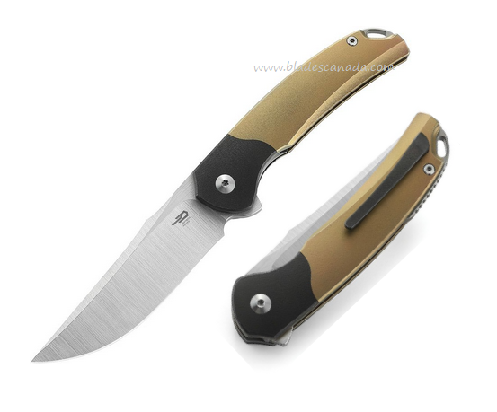 Bestech Supernova Flipper Folding Knife, M390, Titanium Gold with Zirconium, BT2111C