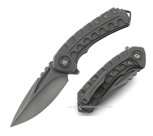 Bestech Buwaya Flipper Framelock Knife, M390 Grey, Titanium Grey, BT2203A