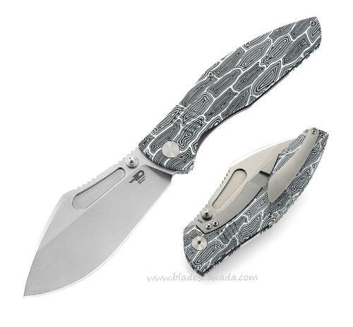 Bestech Lockness Framelock Folding Knife, M390, Damascus G10 White & Black/Ti, BT2205B