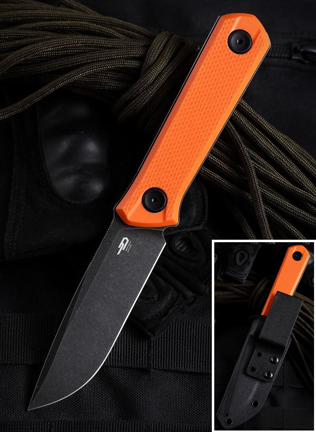 Bestech Hedron Fixed Blade Knife, D2, G10 Orange, Kydex Sheath, BFK02C - Click Image to Close