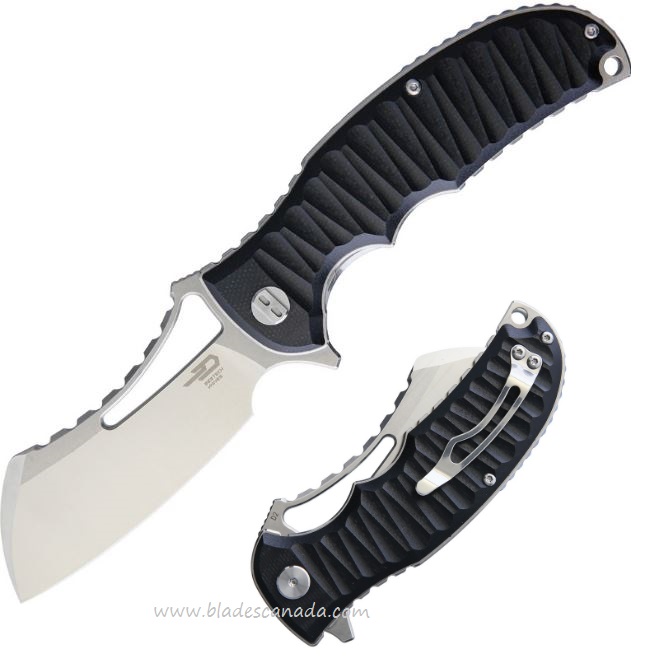 Bestech Hornet Flipper Folding Knife, D2 Two-Tone, G10 Black Sculpted, BG12A - Click Image to Close