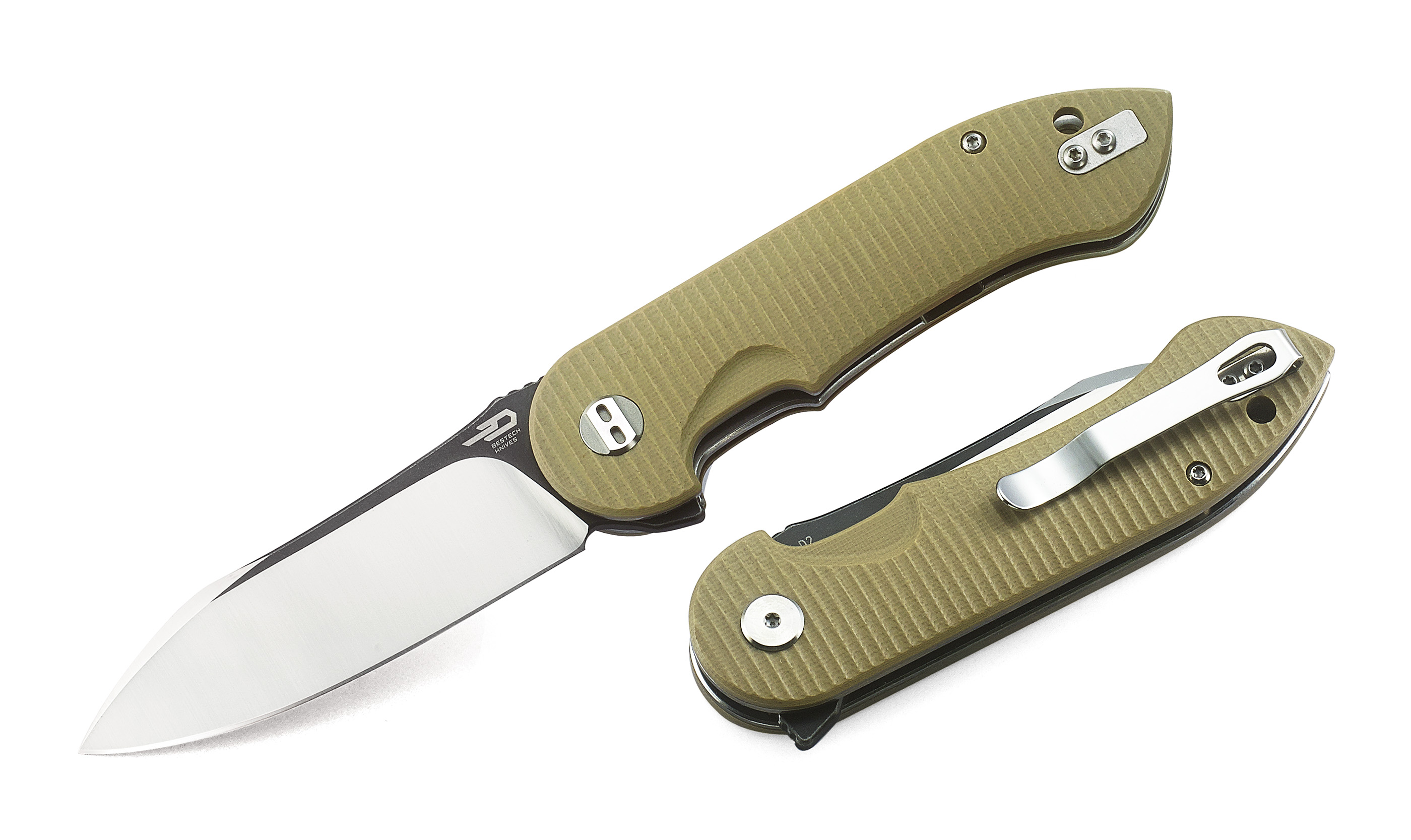 Bestech Torpedo Flipper Folding Knife, D2 Two-Tone, G10 Beige, BG17B-2