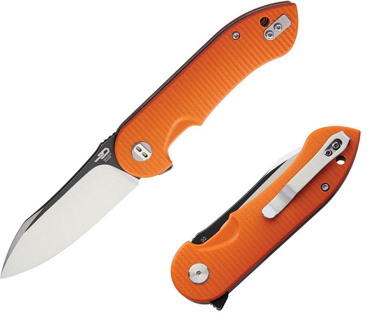 Bestech Torpedo Flipper Folding Knife, D2 Two-Tone, G10 Orange, BG17D-2