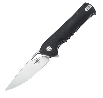 Bestech Muskie Flipper Folding Knife, D2 Drop Point, G10 Black, BG20A1