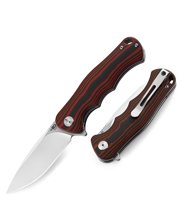 Bestech Bobcat Flipper Folding Knife, D2 Two-Tone, G10 Black/Red, BG22C-1