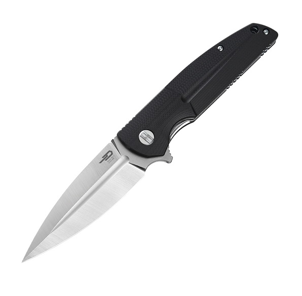 Bestech Fin Flipper Folding Knife, 14C28N Sandvik, G10 Black, BG34A-1