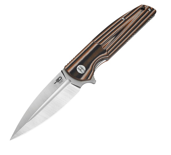 Bestech Fin Flipper Folding Knife, 14C28N Sandvik, G10 Multi Colour Brown, BG34C-1 - Click Image to Close