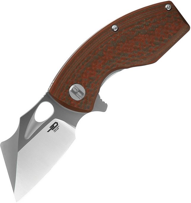 Bestech Lizard Flipper Folding Knife, D2 Two-Tone, G10 Orange/Green, BG39B