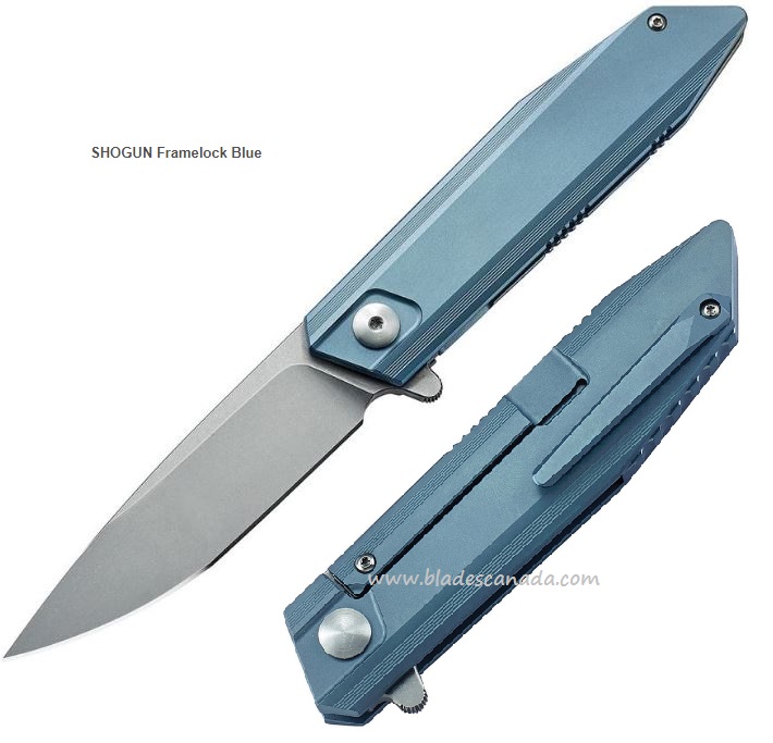 Bestech Shogun Flipper Framelock Knife, S35VN, Titanium Blue, BT1701B