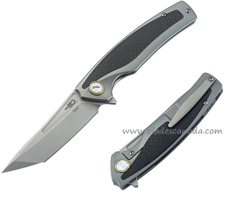Bestech Predator Flipper Framelock Knife, S35VN Tanto, Titanium/CF, BT1706B