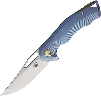 Bestech Tercel Flipper Framelock Knife, S35VN, Titanium Blue, BT1708C