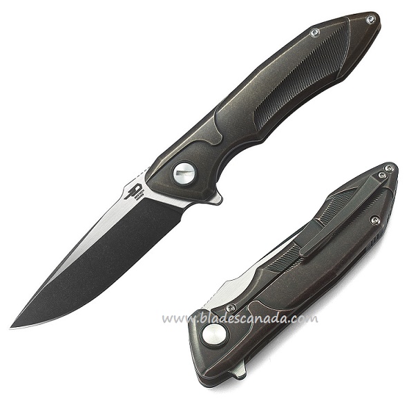 Bestech Starfighter Flipper Folding Knife, S35VN Two-Tone, Titanium Bronze, BT1709D