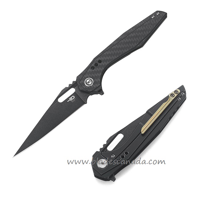 Bestech Malware Flipper Framelock Knife, S35VN, Titanium/CF, BT1902D - Click Image to Close