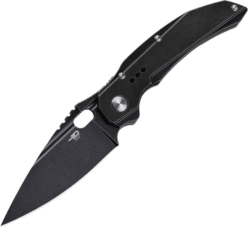 Bestech Exploit Flipper Folding Knife, S35VN Black, Titanium Black, BT2005C - Click Image to Close