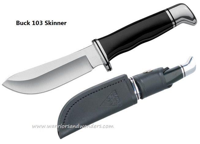 Buck Skinner Fixed Blade Knife, 420HC Steel, Leather Sheath, 0103BKS - Click Image to Close