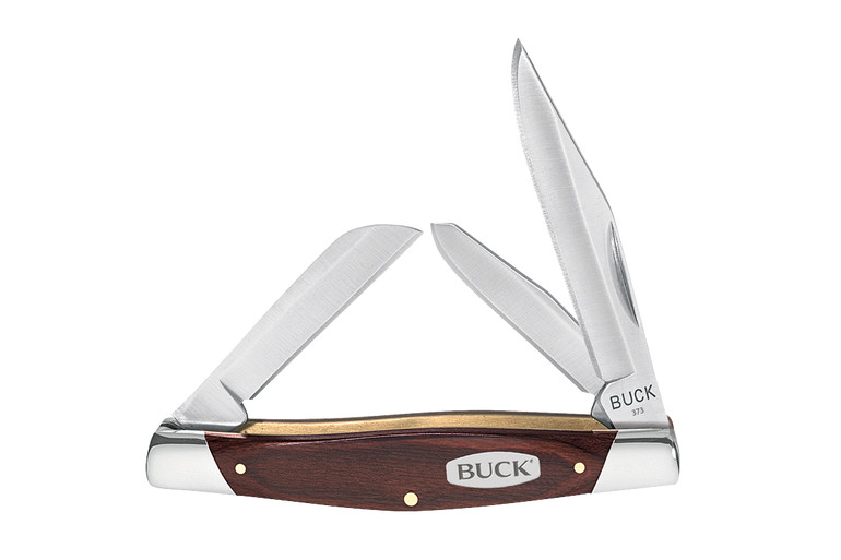 Buck Trio Slipjoint Folding Knife, 420J2 Steel, Wood Handle, BU0373BRS